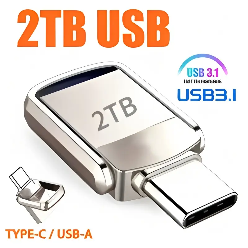Portable USB Thumb Drive - High-Speed USB 3.1, Type-C Connector Type C Pendrive, 2TBExternal Storage Phone Flash Drive for Computers