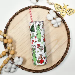 Retro Grinchy Tumbler - Perfect for Your Beverage - Drinkware, Bottle