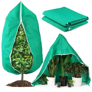 4-Pack Plant Covers Freeze Protection, Frost Covers with Zipper Drawstring, Plant Protectors from Animals, Outdoor Winter Frost Cold Weather Shrubs Trees Jacket Covers (31.5" x 47.3",Green)