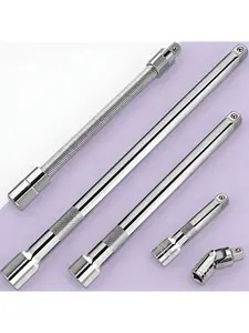 3/8 Inch Drive Socket Extension Set with Universal Joint and Flexible Bar, 5-Piece Tool Kit Includes 3, 6, and 10 Inch Extensions, Chrome Vanadium Steel, Professional Mechanic Hand Tools, Secure Fit for Tight Spaces