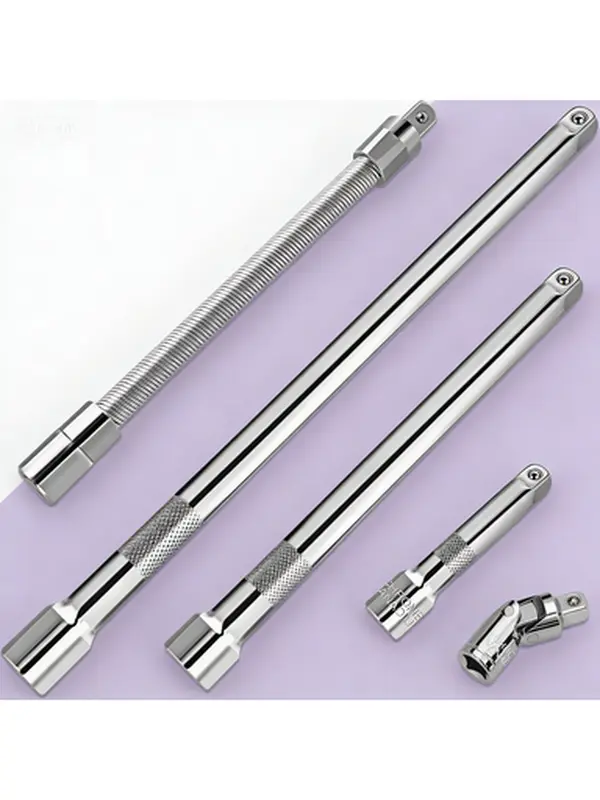 3/8 Inch Drive Socket Extension Set with Universal Joint and Flexible Bar, 5-Piece Tool Kit Includes 3, 6, and 10 Inch Extensions, Chrome Vanadium Steel, Professional Mechanic Hand Tools, Secure Fit for Tight Spaces