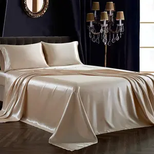 4Pcs Sheet Set Queen Size Soft Beige Queen Bed Sheets with Deep, 1 Fitted Sheet, 1 Flat Sheet, 2 Envelope Closure Pillowcases