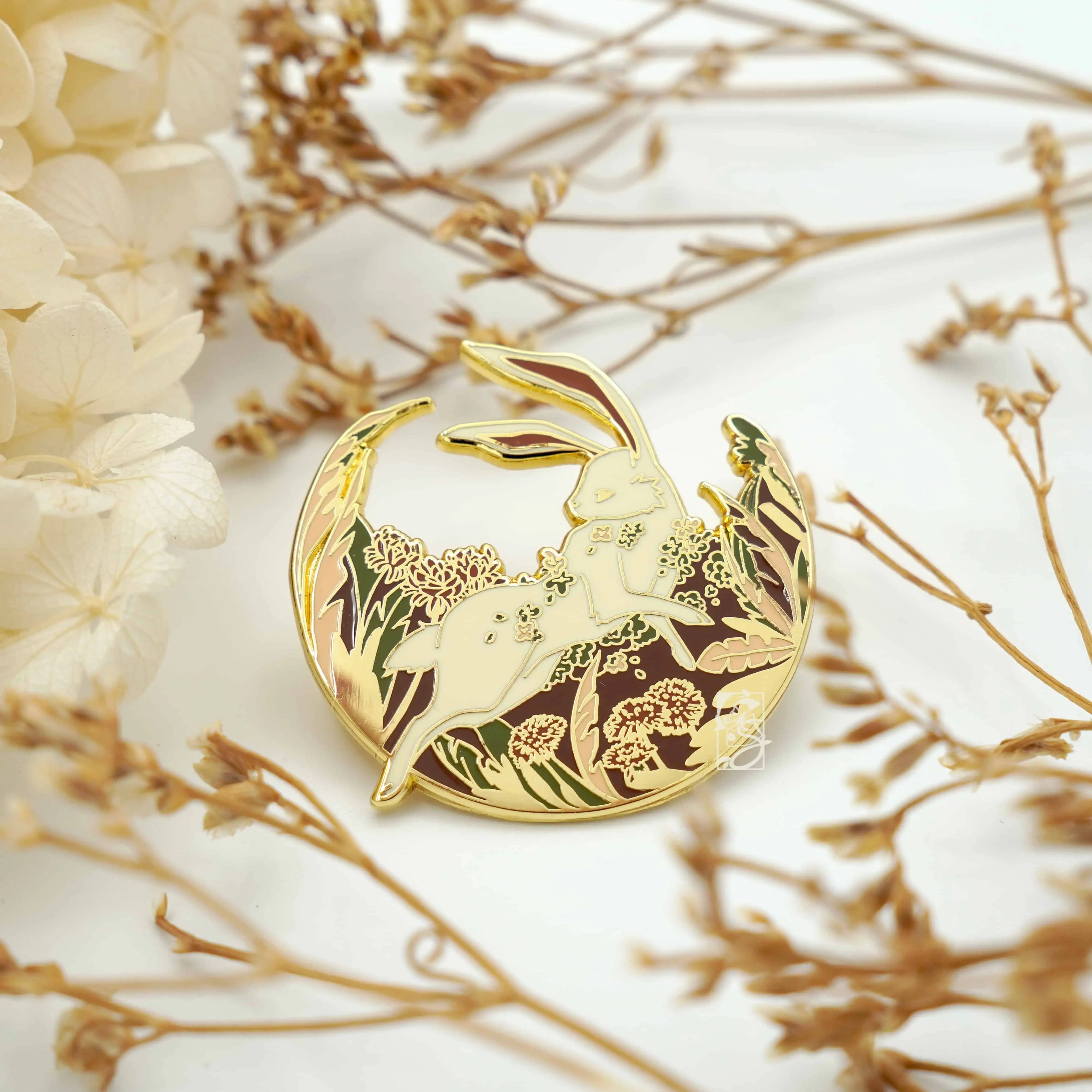 Bloom Bunny Hard Enamel Pin | Woodland Hollow Collection | Surreal Floral Rabbit Art Pin