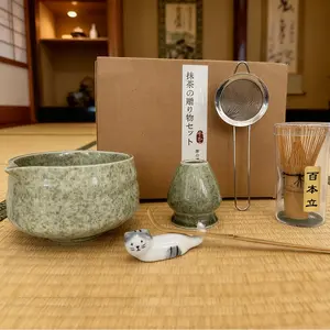 Japanese Ceramic Matcha Bowl Tool Set, Matcha Bowl Spout, Matcha Whisk, Specialized for Matcha Making, Premium Quality Ceramics, Perfect Gift for Tea Lovers, Tea Making Tools, Matcha Kit Set