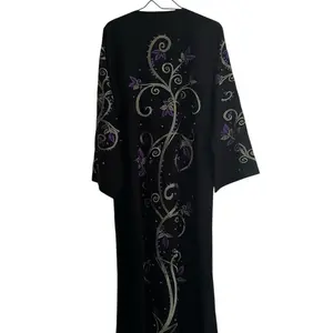 Beautiful embroidered abaya in black and purple