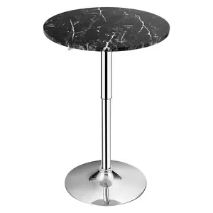 【Costway】Round Pub Table Height Adjustable, 360° Swivel Cocktail Pub Table with Sliver Leg and Base for Home, Bar Table