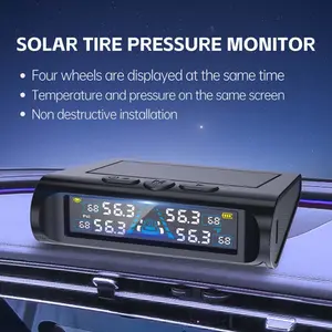 Universal Wireless Solar-Powered Tire Pressure Monitoring System - External Sensor with Digital Display, Real-Time Pressure & Temperature Alerts, USB Charging, Compact Design for Cars, Trucks, SUVs