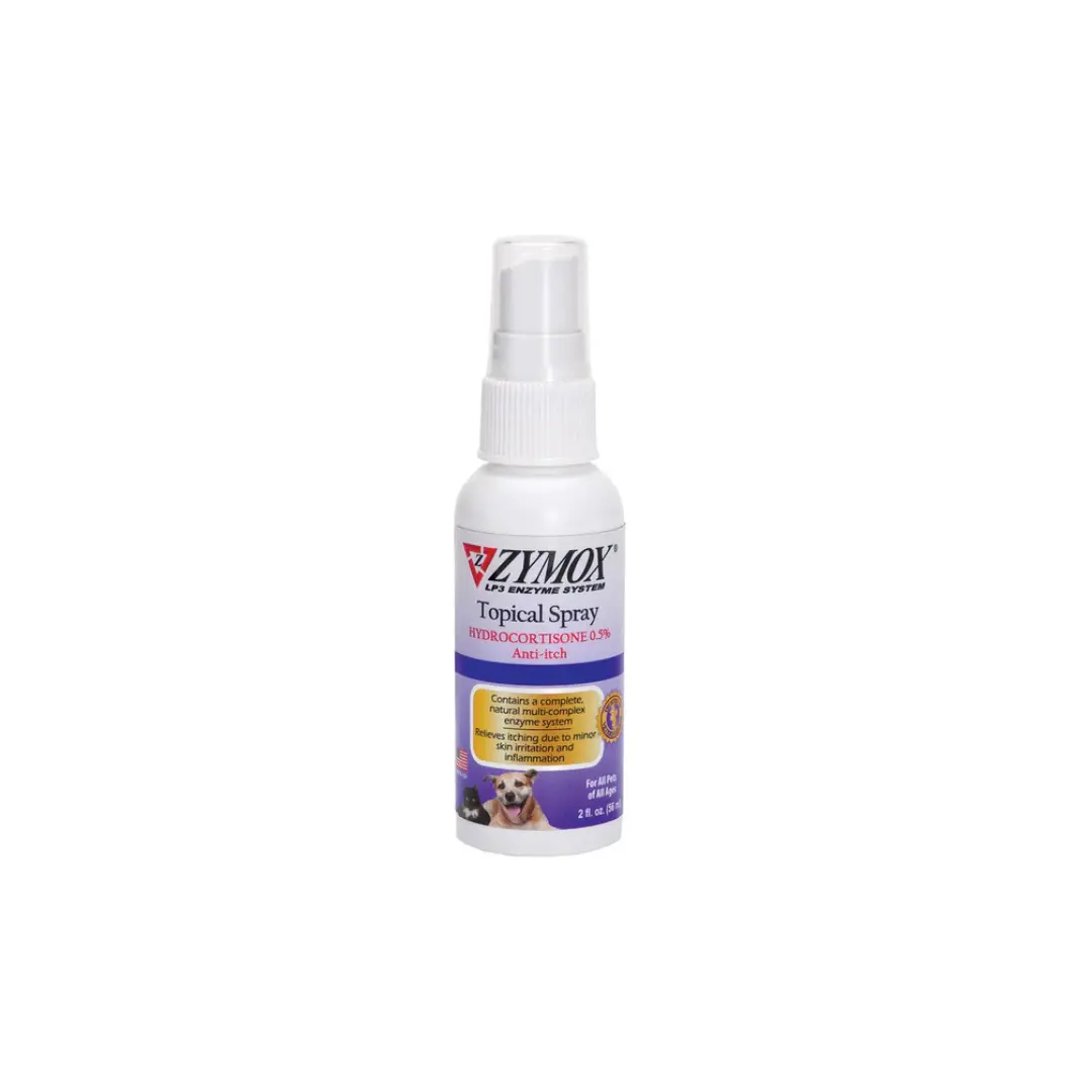 Zymox Topical Spray with 0.5% Hydrocortisone - Calming Skin Care Medication for Dogs & Cats, 2 oz Bottle