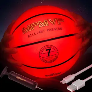 Rechargeable Glow in The Dark Basketball - USB , Water-Resistant, Size 7, Impact Activated, Includes Pump &   - Rechargeable Light Up Basketball