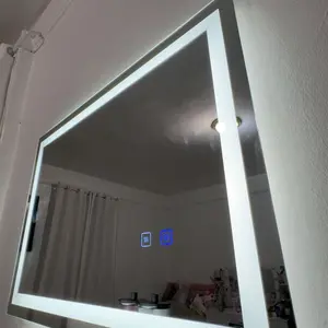 GALENTAL 48x32 LED Bathroom Mirror with Lights, Over Sink Vanity Mirror, Dimmable Touch Control 3-Color, Options Wall Mounted, Defoggin, Memory, Timing, Tempered Glass Modern White Decor Home Interior, Stockup Mothersday