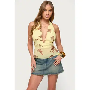Hannah Floral Chiffon Halter Top