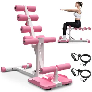 Dufominc Deep Squat Machine for Home Gym - White & Pink Pro-Grade Trainer with Resistance Bands for Glutes Core & Legs Workout - Compact Space Optimization - 300lbs Capacity