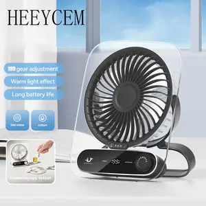Portable desktop USB charging fan, hanging fan, wall mounted, quiet, 199 wind speed - with digital battery display, suitable for travel, outdoor, home, travel, office desktop fans, Rechargeable Multifunction Fan