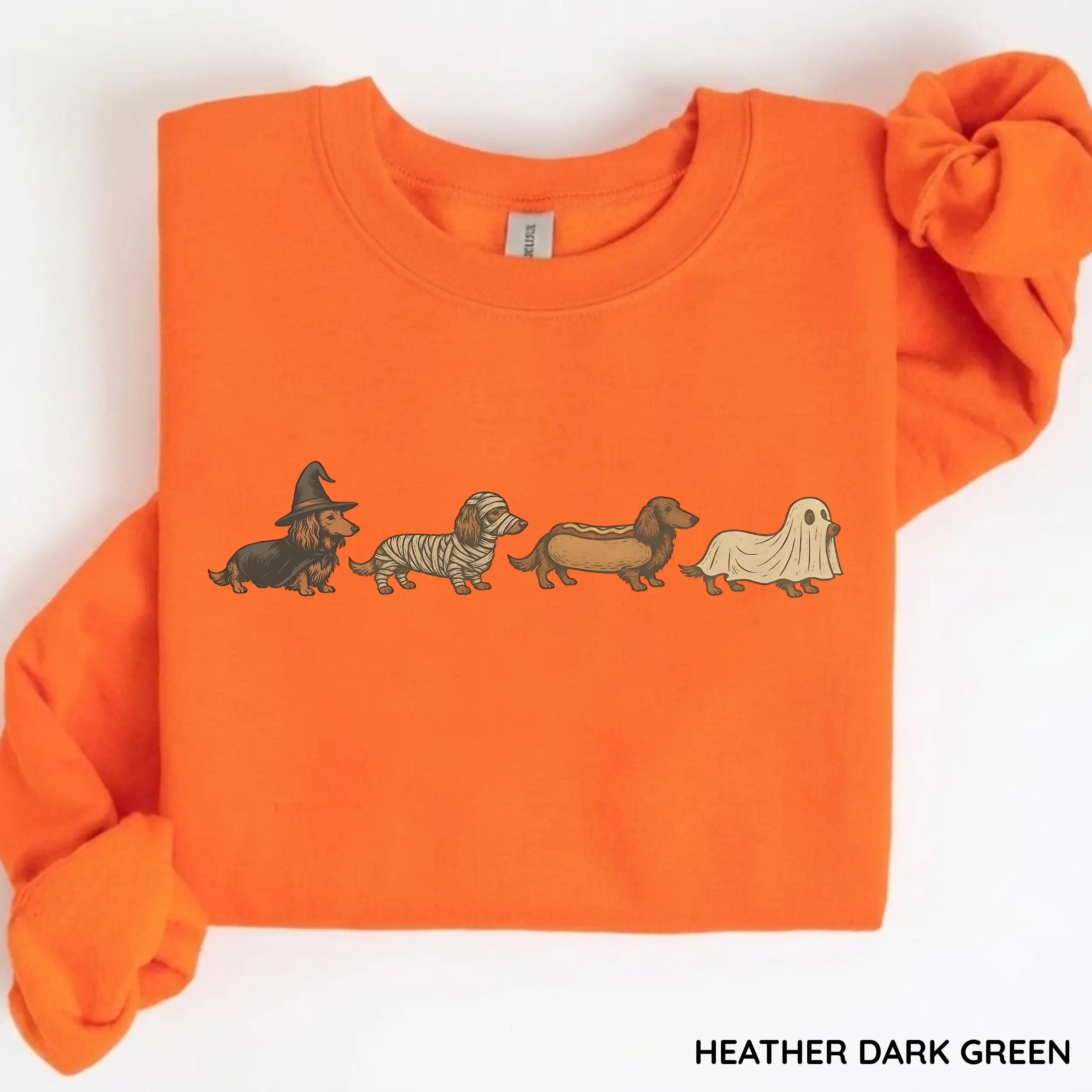 Halloween Wiener Dog Sweatshirt, Funny Dachshund Costume Sweater Retro Fall Graphic Sweatshirt, Cute Dog Lover Gift Unisex Halloween Gift Idea Gift For Women