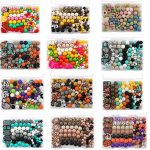 colorful silicone beads kit, 100pcs/box diy craft kit, diy craft supplies for bracelet & necklace & backpack pendant