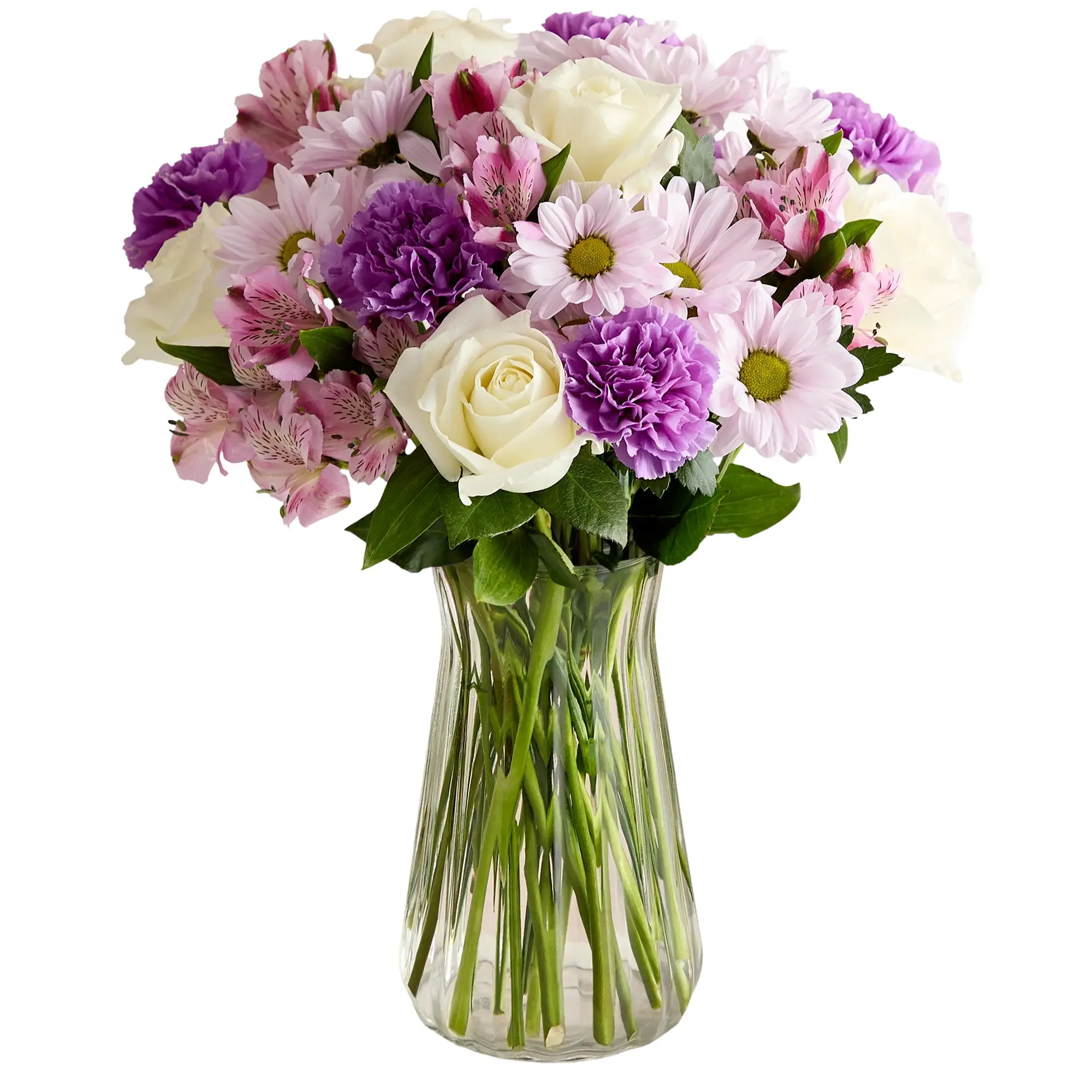 1800 Flowers – Lavender Garden Bouquet Only with Clear Vase, Fresh Cut Flowers
