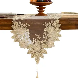Simple European American Style Lace Table Runner White Embroidered Mesh Long Cloth Dining Table Coffee Table Decoration Size 40x40 to 40x260cm