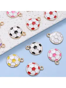 10 Pcs Colorful Football Shape Alloy Pendants 13X17mm for DIY Jewelry Making Bracelet Earrings Phone Chain Keychain