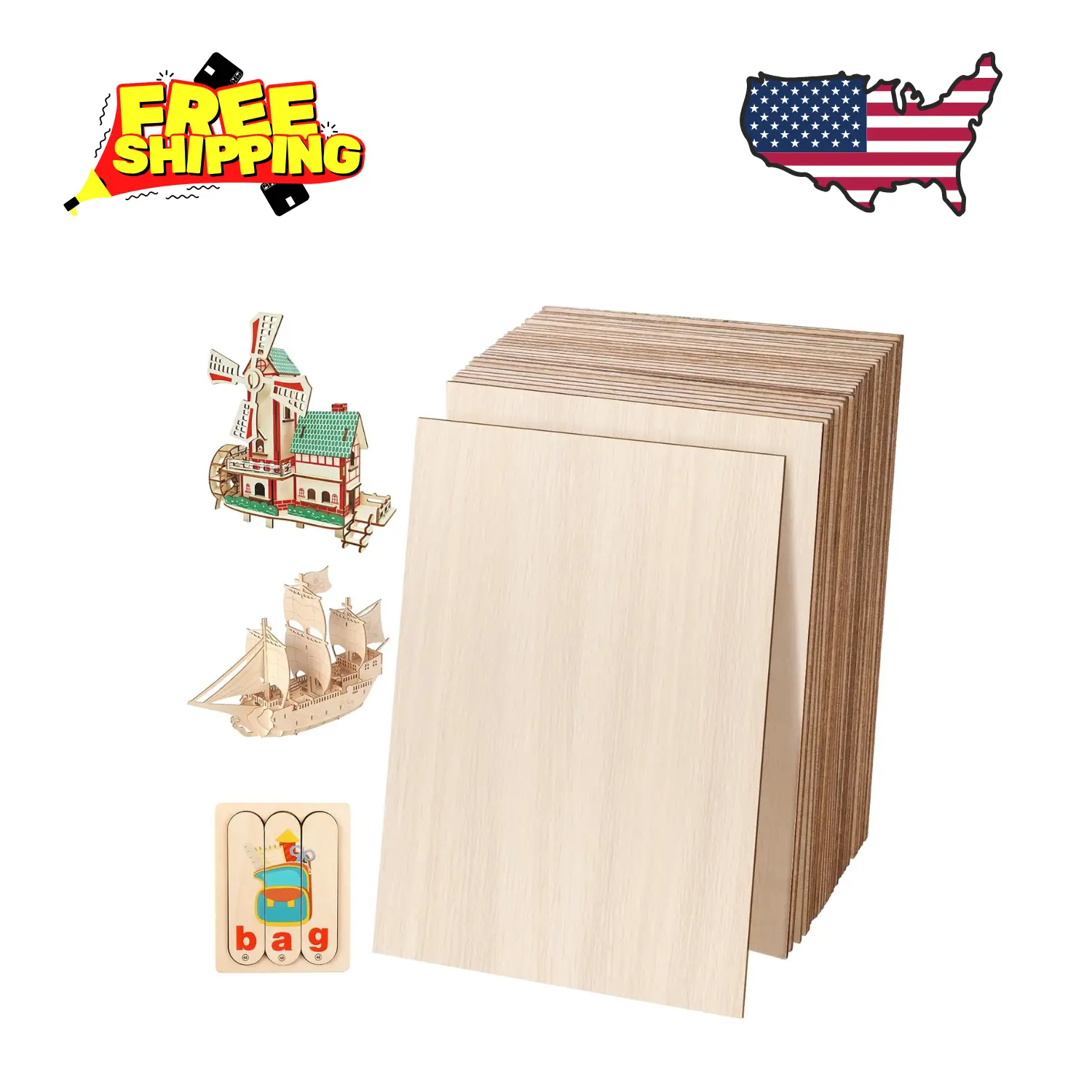 24 Pack Basswood Sheets 4 x 6 x 1/16 Inch Thin Plywood Wood Sheets