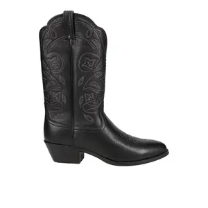 Ariat Womens Heritage Embroidered Round Toe Pull On  Casual Boots Mid Calf Low Heel 1-2" - Black