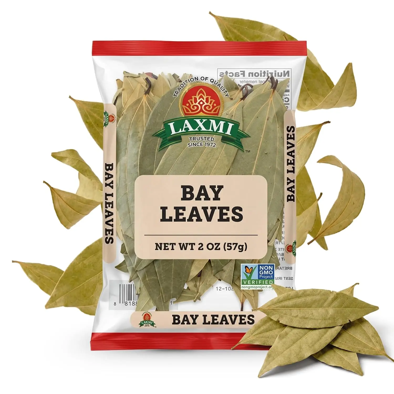 LAXMI Whole Bay Leaves - Extra-Filled 2 oz Pack - 81 Servings - Non-GMO Dried Laurel Herbs with Natural Aroma for Cooking and Seasoning