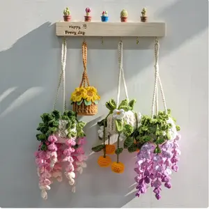 Personalized Crochet Plant Car Hanging Accessories,Best Gifts for Her,Cute Crochet Flower,Car Decor,Hanging Plant,Crochet Flower in Pot