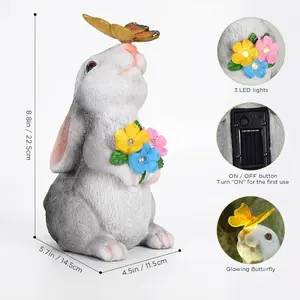 Solar Bunny Garden Light | Cute Outdoor Decor | Housewarming Gift Idea，No Wiring! Solar Powered Bunny Garden Light | IP44 Waterproof | Auto On/At Night