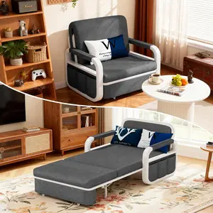 HG PLVTII 40" Single Pull Out Sofa Bed, 3 in 1 Convertible Sleeper Sofa, Single Loveseat Couch Bed with Storage, Trundle and 2 Pillows for Living Room, Bedroom, Dorm, Office, RV (Charcoal Gray)