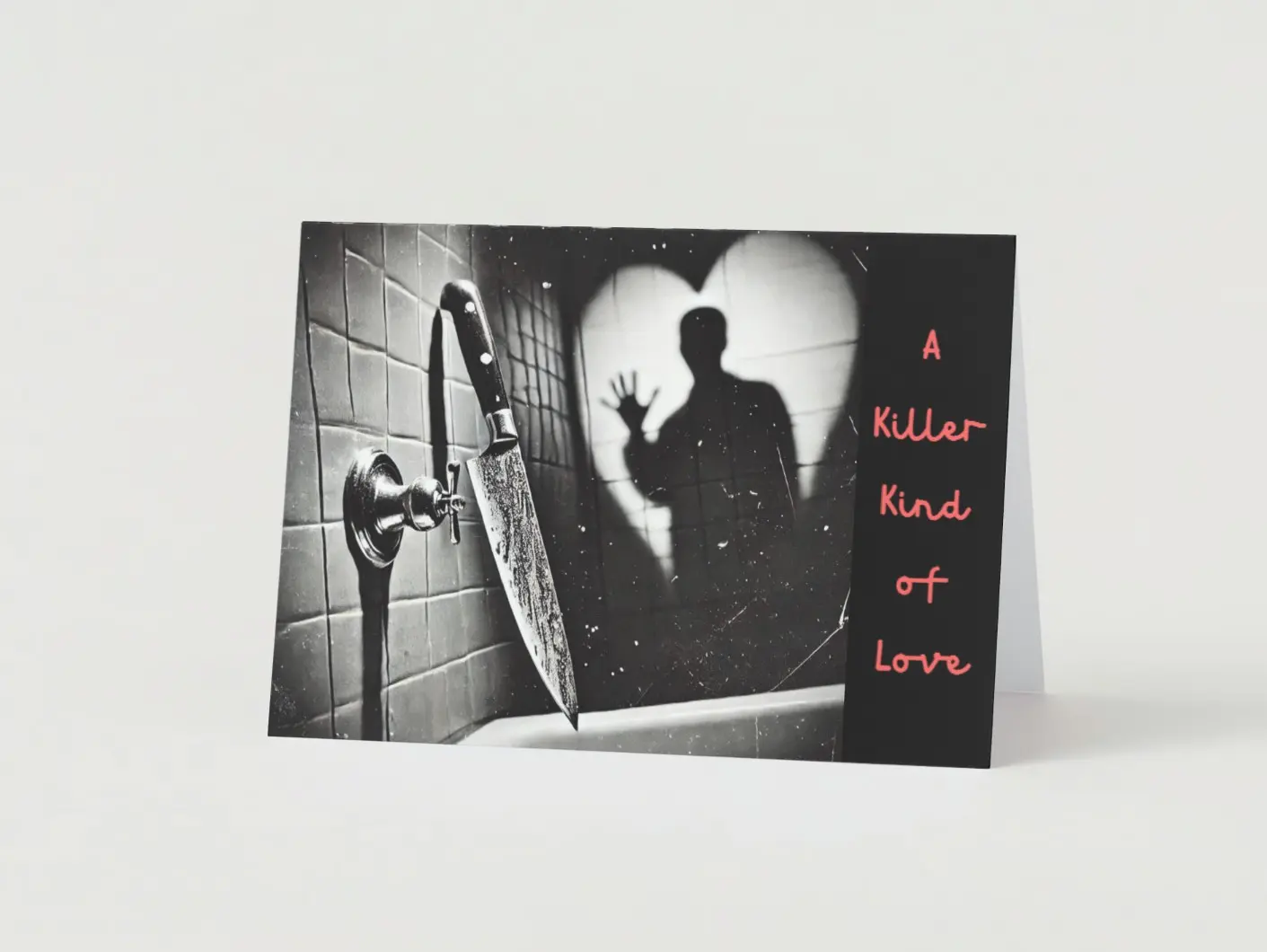 A Killer Kind of Love Horror Valentine's Day Card Set of 5 Inspired by Psycho - Unique Design & Heartfelt Message