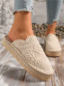 2026 Latest Trendy High-Top Thick Sole Sandals, Hollow-out Breathable Braided Soft Sole Mules, Vacation Style Fisherman Half Slides, VersaOutdoor Sandals