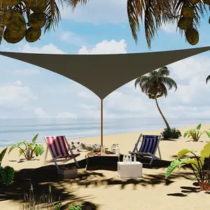 Triangle Sun Shade Sail 16'X16' Sand Rectangle Outdoor Shade Cover UV Blovk Canopy for Patio, Backyard, Deck, Garden, Yard & Outdoor Facilities