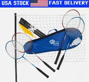 Recreational Badminton Set for Backyard Brand New 4 Rackets Net Case Outdoors
