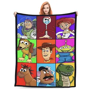 DISNEY CLASSIC Toy Story Fleece Throw Blanket – 9-Panel Character Grid, Soft Cozy Blanket for Kids, Teens & Pixar Fans