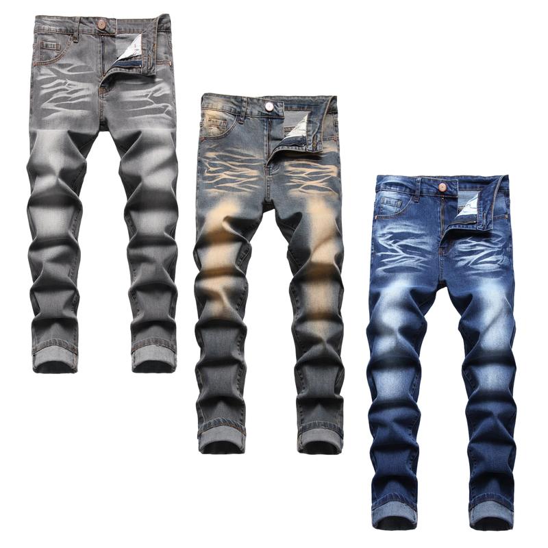 JUNBAOSS Men's Multi Pack Slim Fit Stretch Jeans Ripped Skinny Jeans for Men, Distressed Straight Leg Fashion Casual Popular Chic Comfort Flex Waist Denim Pants, Menswear Classic Street Style Cotton Fabric Jean Natural Hipster Personalized Stylish Jeans O