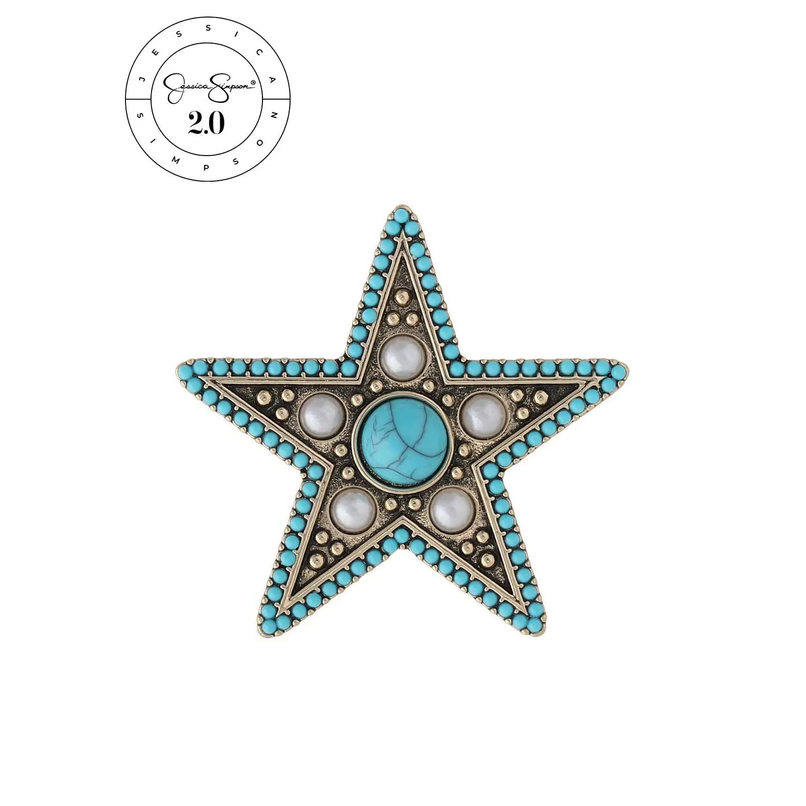 Jessica Simpson 2.0 Turquoise Imperial Star Brooch