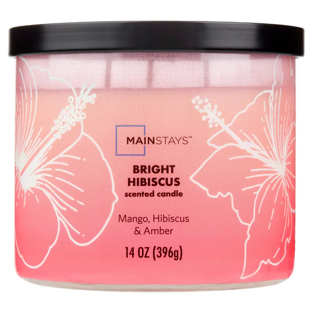 Three-Wick Scented Candle with Ombre Wrap in Bright Hibiscus Aroma, 14 oz