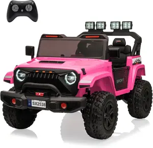 GAOMON 24V Electric Ride-On Car For Kids-4WD 20.5in 2-Seater-5.9in Extendable Body-13in Anti-Slip Tires-LED Lights-Music-Parental Remote-Ages 3-8-Pink