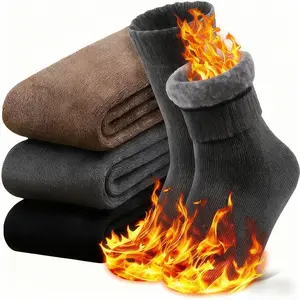 Winter Thick Snowman Socks, 3 Pairs, Soft Warm Socks for Outdoor Work, Leisure, and Entertainment, Valentine's Day Gift for Husband, Father, Boyfriend