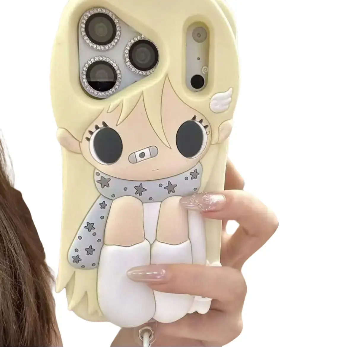 Cute 3D Star Scarf Rabbit Design Apple Phone Case Compatible with iPhone 17 Pro Max/16 Pro/15/14/13 — New Ultra Cute Creative Protective Cover