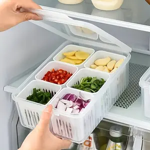 6pcs/set Plastic Spice Storage Containers with Lids, Food-Grade Spices Box, Kitchen Organizer, Refrigerator Freshness Compartment