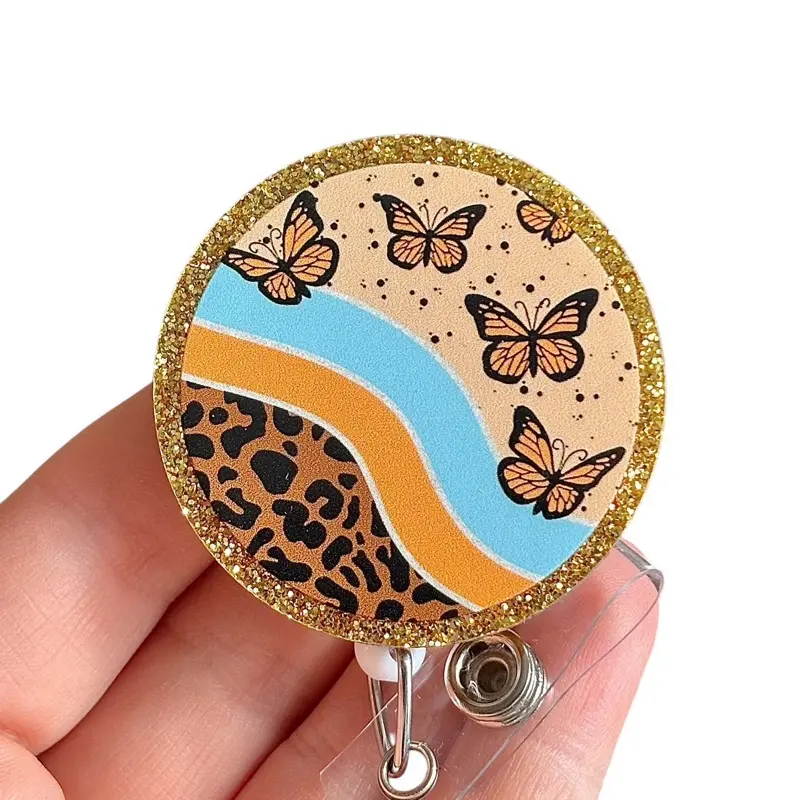 Glitter My Badge Monarch butterfly badge reel for nurse and hospital workers. Badge clip Badge pull - Retractable swivel clip with a 360 rotation. Great gift for coworker.
