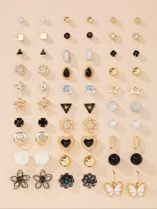 Cute Fashion Simple Earrings Set, Heart & Flower & Star Design Earrings, Fashion Jewelry for Party, Daily Clothing Decor, Trendy All-match & Exquisite Jewelry for Gift