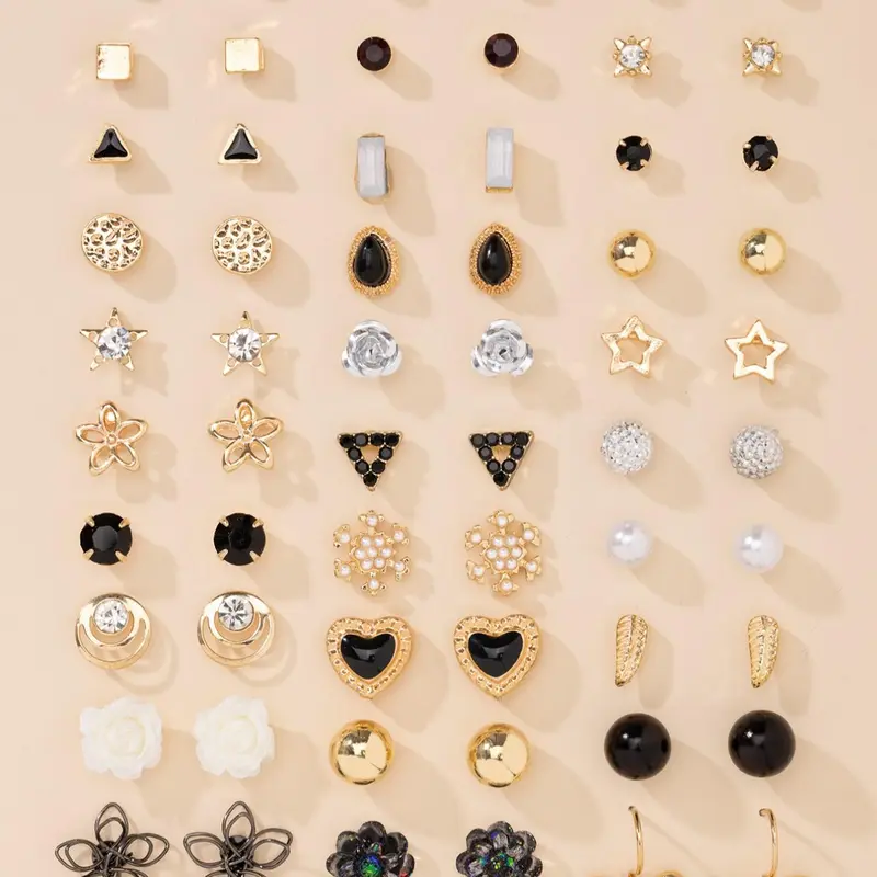 Cute Fashion Simple Casual Earrings Set, Heart & Flower & Star Design Earrings, Fashion Jewelry for Party, Daily Clothing Decor, Trendy All-match & Exquisite Jewelry for Gift