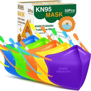 KF5-EMK004 Kids Masks, 50pcs 5 Ply Mask for Children with Adjustable Earloop, Multicolor Print Mask with Soft Sponge Nose Bridge