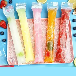 100PCS Disposable Ice Pop Bags, Food Grade Freezer Tubes with Sealed Top, DIY Popsicle Bags for Homemade Ice Cream, Smoothies, Juice, Summer Treats, Leakproof Freezer Bags