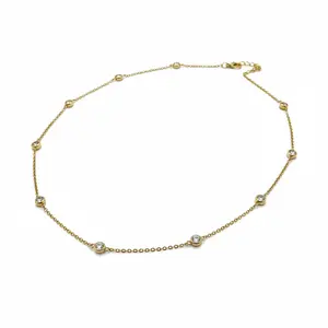 CZ bezel diamond necklace