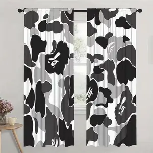 2 pieces of high-definition digital fashionable and elegant design printed curtains, made of polyester with semi-transparent texture, machine washable, suitable for bedrooms, living rooms and home decoration curtains.