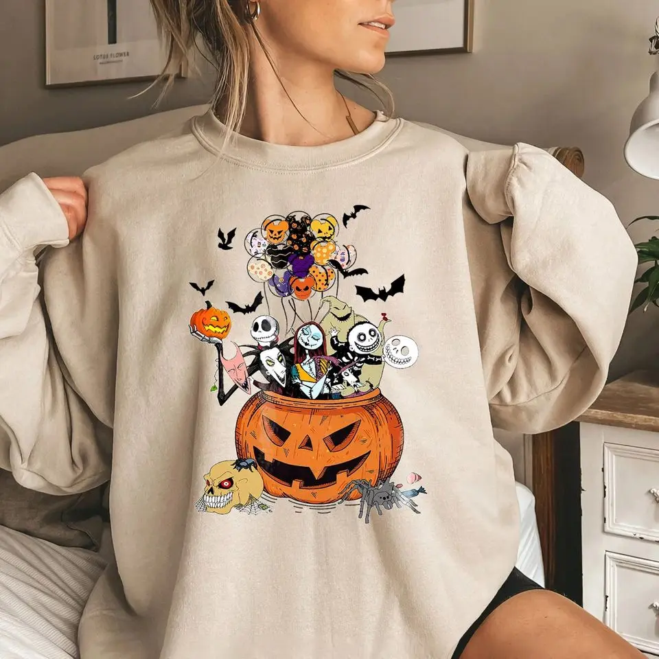 Vintage The Nightmare Before Christmas Halloween T-Shirt, Halloween T-Shirt, Jack and Sally Halloween T-Shirt, Cartoon T-Shirt, Halloween Friends Shirt, Skeleton Cartoon Shirts, Halloween Party Shirt, Spooky Season Shirt, Unisex Shirt