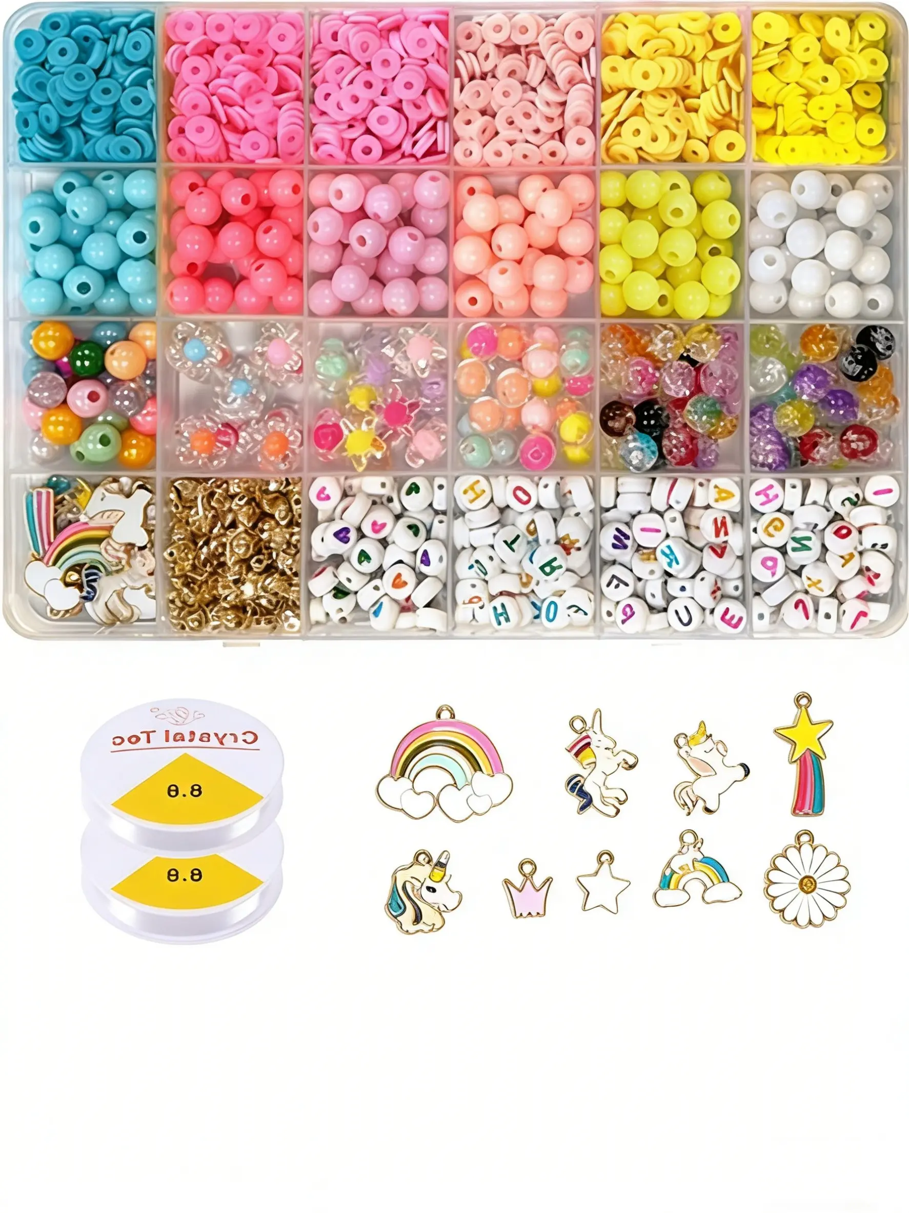1400pcs Acrylic Letter Beads Bracelet Kit, Friendship Bracelet Set, DIY Jewelry Making, Diy Jewelry Decoration, Includes Polymer Clay, Glass, Letter Beads, Gift Box