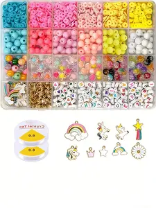 1400pcs Acrylic Letter Beads Bracelet Kit, Friendship Bracelet Set, DIY Jewelry Making, Includes Polymer Clay, Glass, Letter Beads, Gift Box